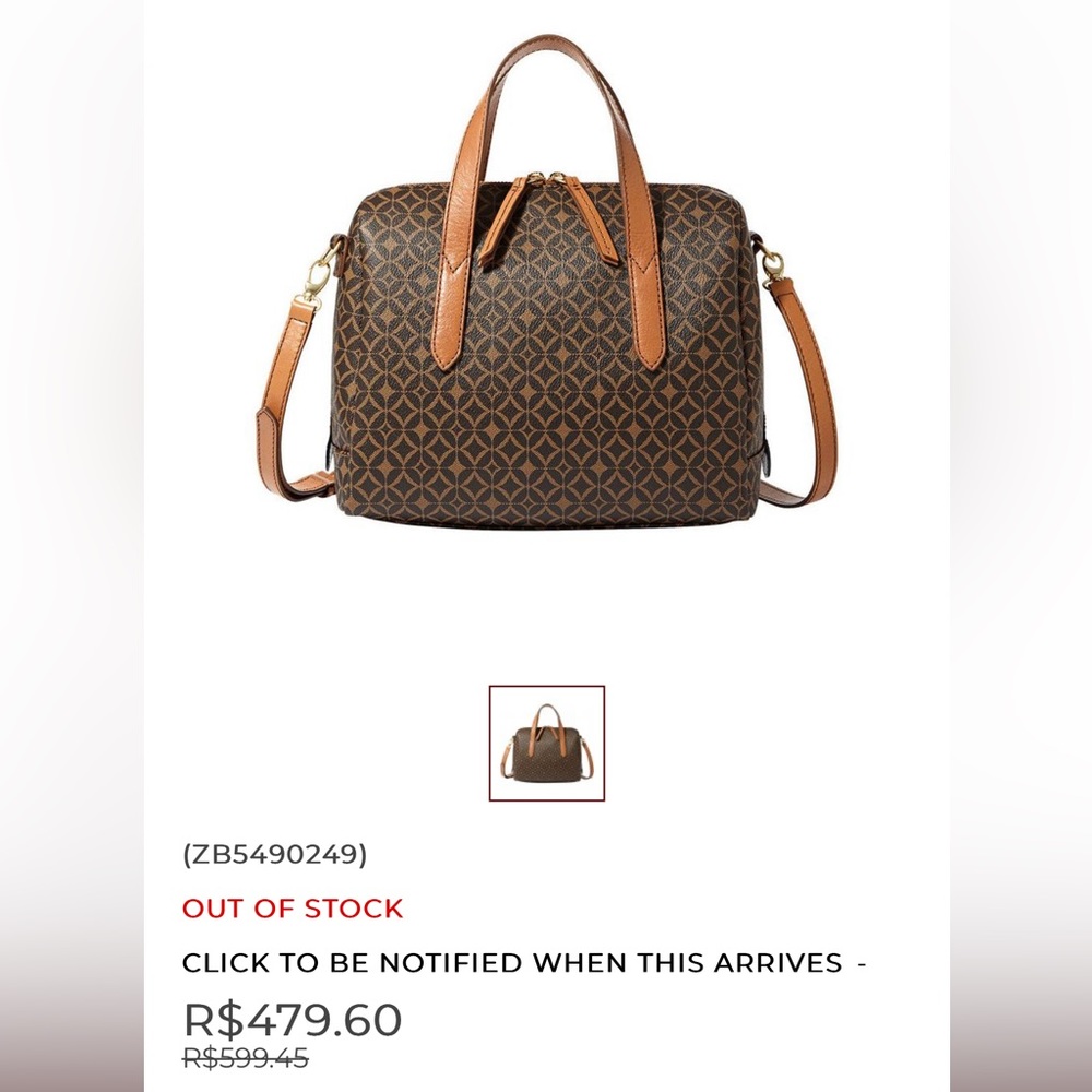 ๐ฅณHP LUXE Sydney Signature Satchel Dark Brown Print Leather Duffle Bag by Fossil - Picture 4 of 16